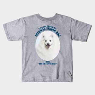 Lucky American Eskimo Dog Kids T-Shirt